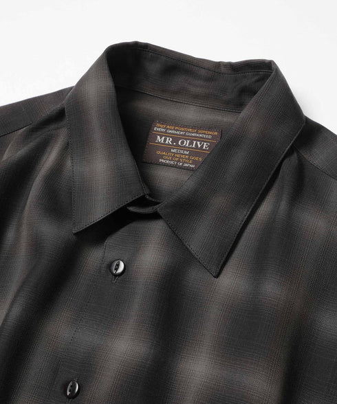 MR.OLIVE / TENCEL CHECK / SQUARE REGULAR COLLAR SHIRT / ミスターオリーブ テンセルチェック スクエアレギュラーカラーシャツ